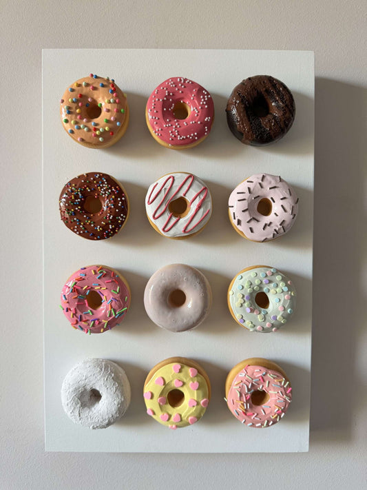 Twelve assorted donuts panel