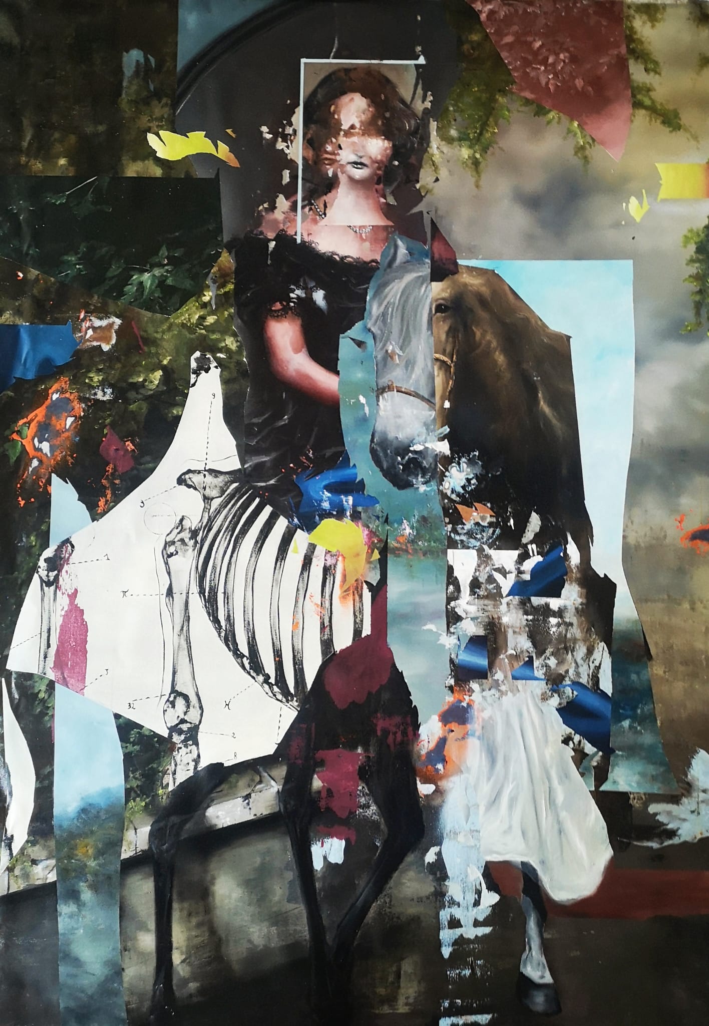 Woman on an anatomical horse