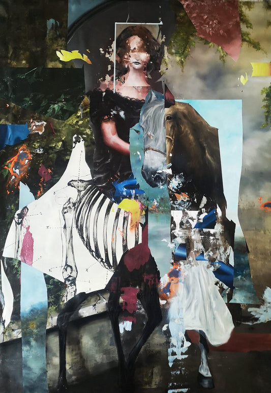 Woman on an anatomical horse